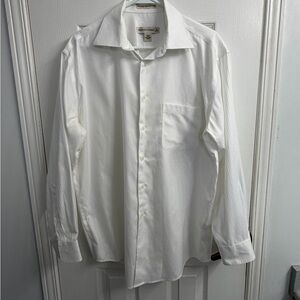 Pronto Uomo Men's White Stripe Non-Iron Dress Shirt 16 32/33